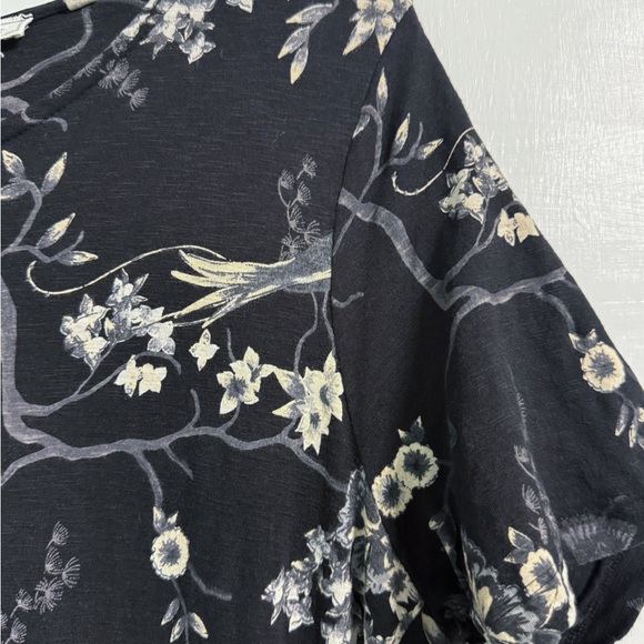 Fat Face UK Black Cream Floral Tunic Top | US 14 | Gothic Dark Femme Layering - Picture 5 of 16